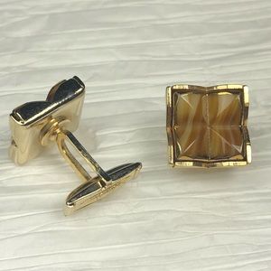 Vintage Sarah Coventry Mens Cufflinks Tigers Eye